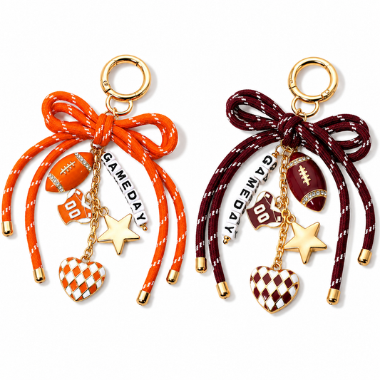 Gameday Football Key Chain - Bow - ST8MENTS by Stephanie
