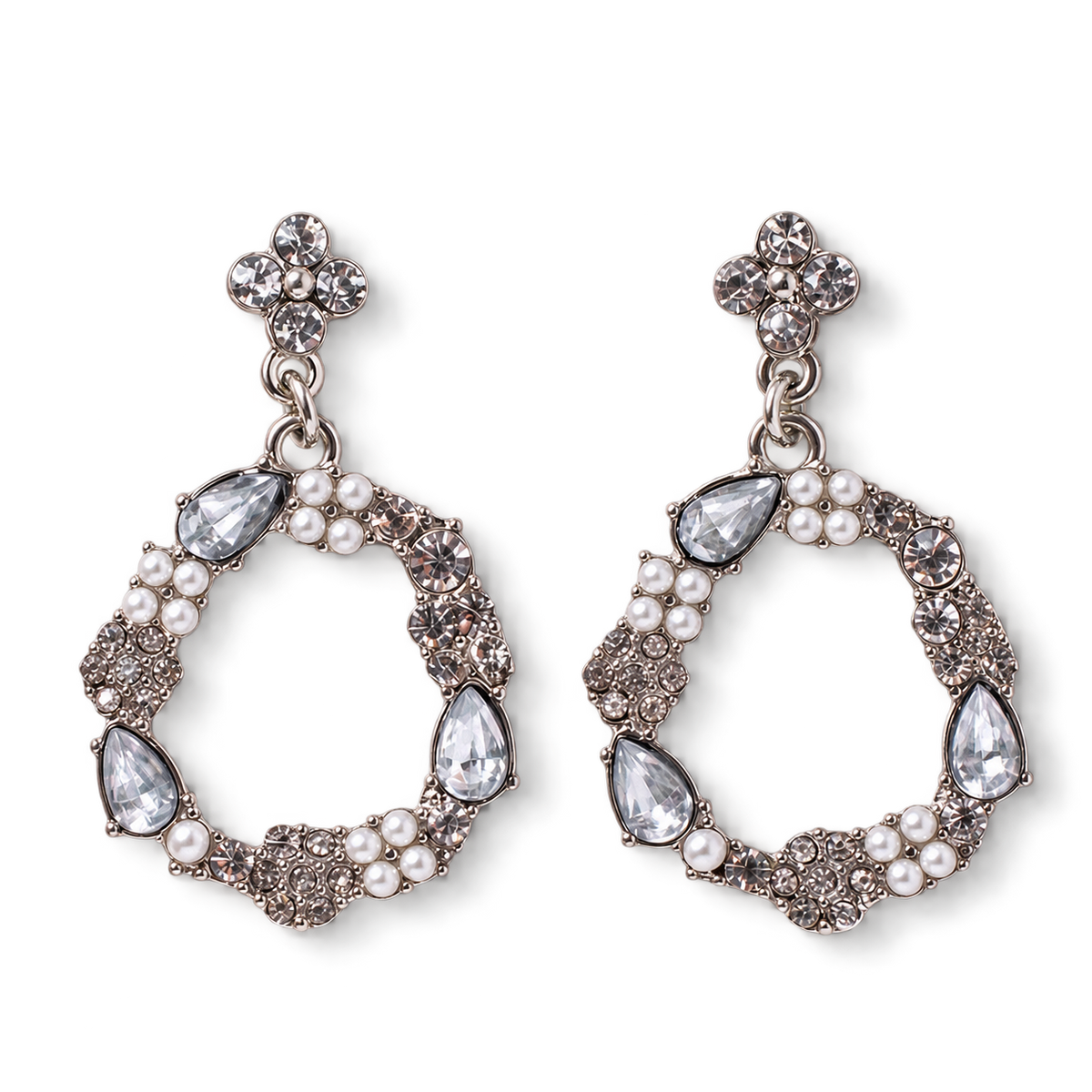 Rhinestone Wreath Drop Earrings