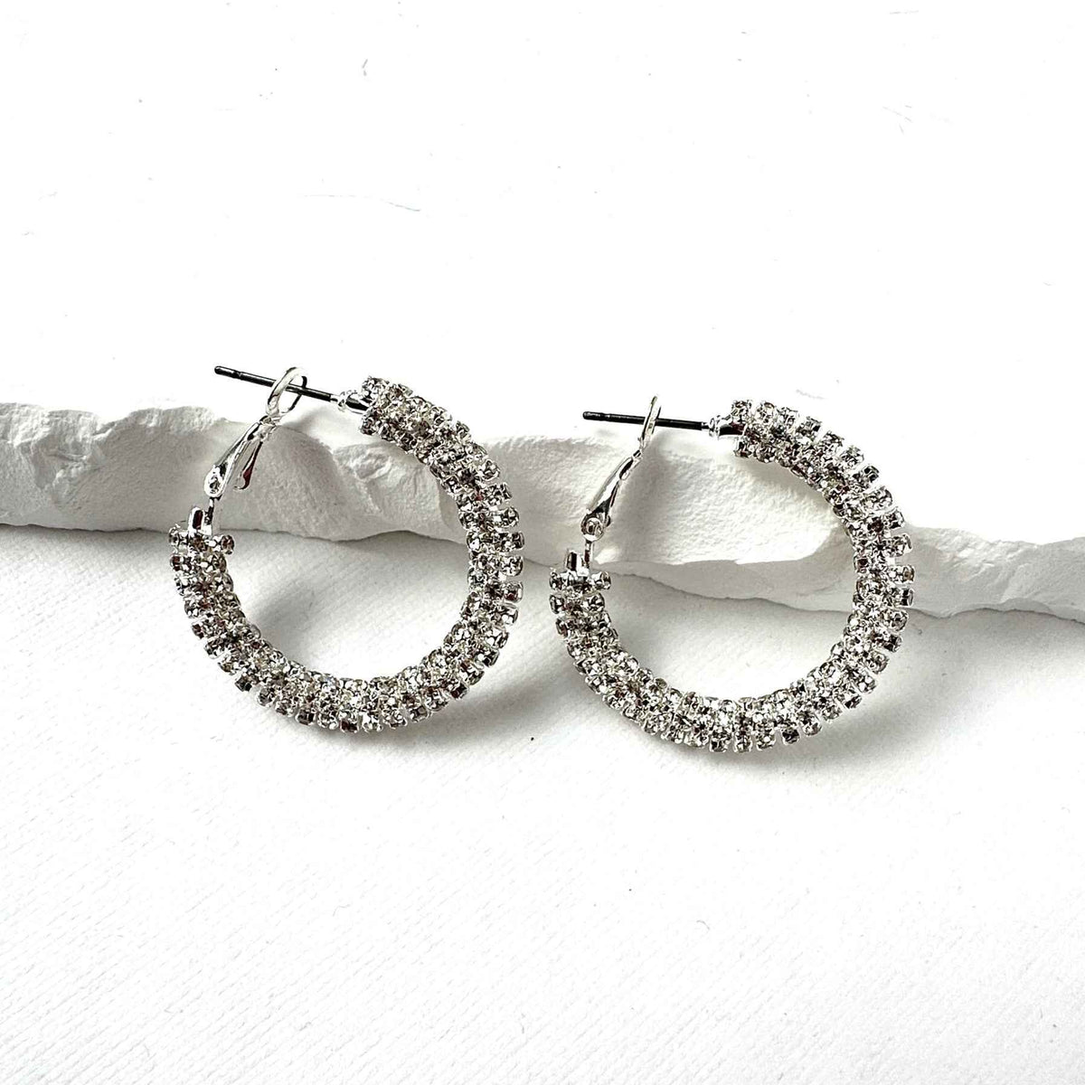 Sparkle Silver Hoops