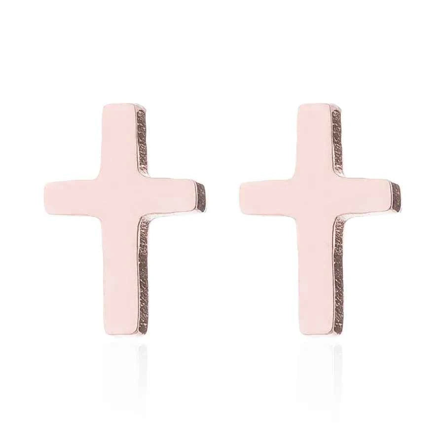 1 Pair Simple Style Cross Plating 304 Stainless Steel 18K Gold Plated Ear Studs