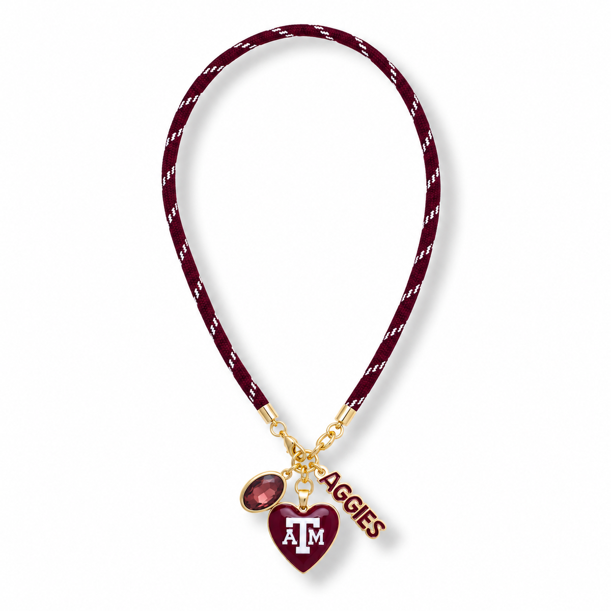 Texas A&M Aggie Heart Charm Rope Bracelet