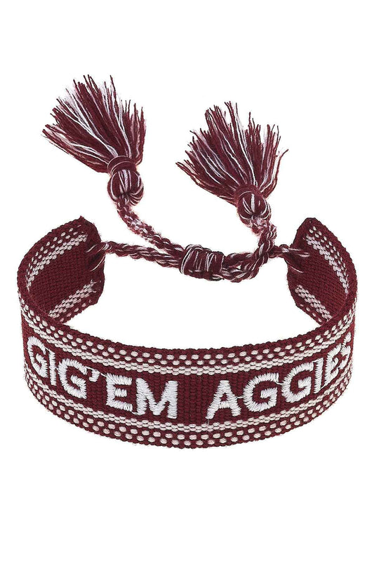 Texas A&M Aggies Woven Tassel Bracelet in Maroon