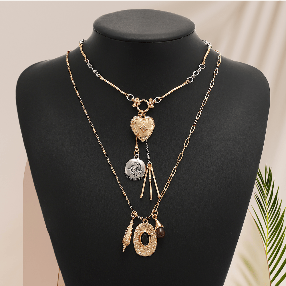 Heart Shape Choker and Paperclip Charm Necklace - ST8MENTS by Stephanie
