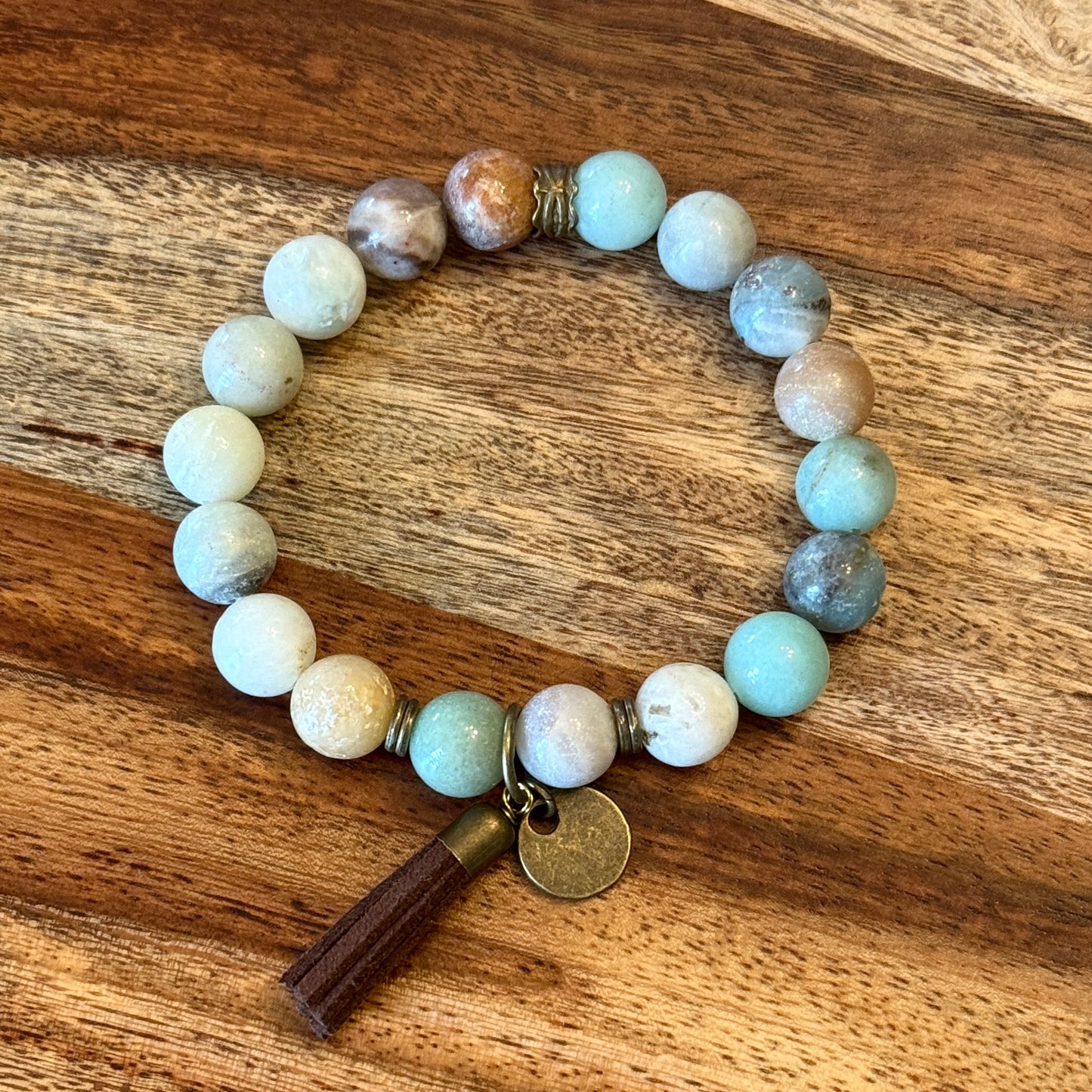 Turquoise Bracelet with Leather Tassel