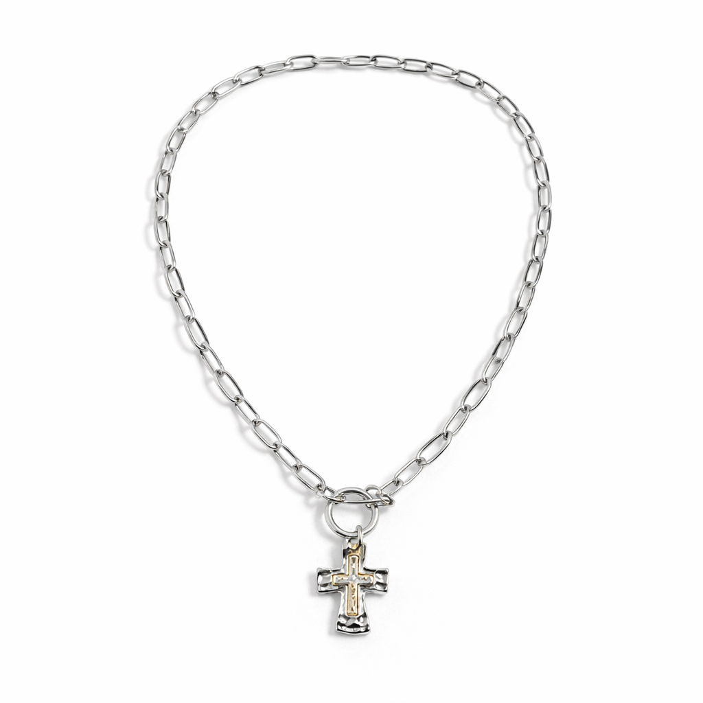 Chain Link Cross Pendant Necklace - ST8MENTS by Stephanie