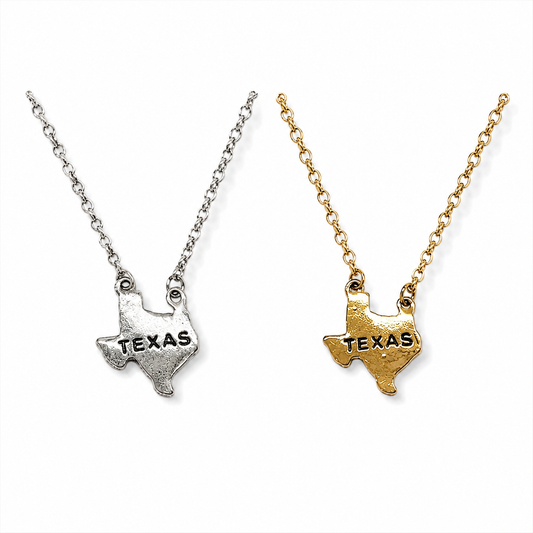 Texas State Charm Necklace - Gold or Silver - ST8MENTS by Stephanie