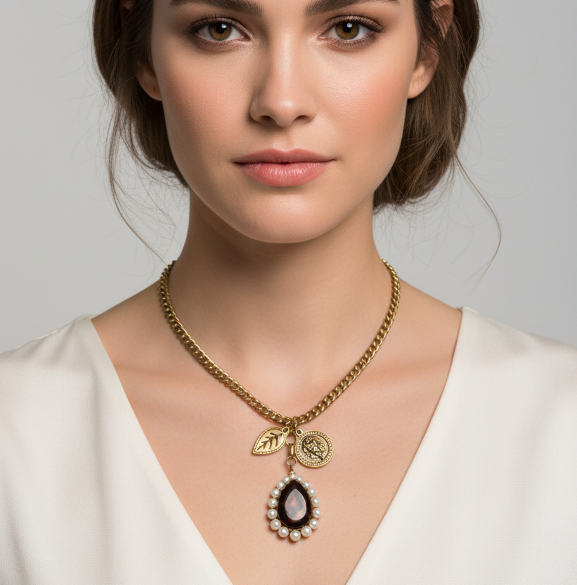 Tortoise Pearl Charm Necklace - ST8MENTS by Stephanie