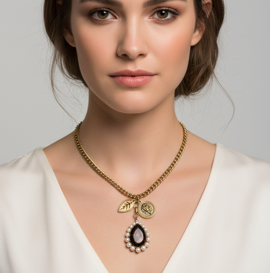 Tortoise Pearl Charm Necklace - ST8MENTS by Stephanie