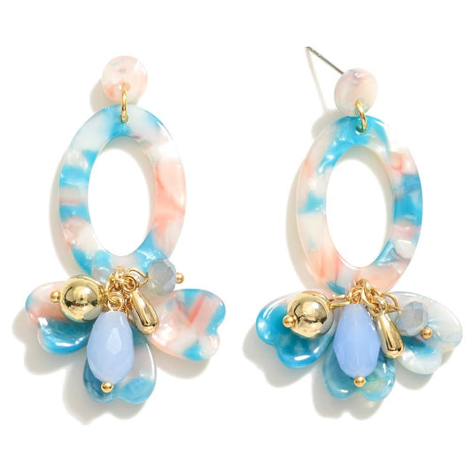Pale Blue & Blush Acrylic Drop Earrings