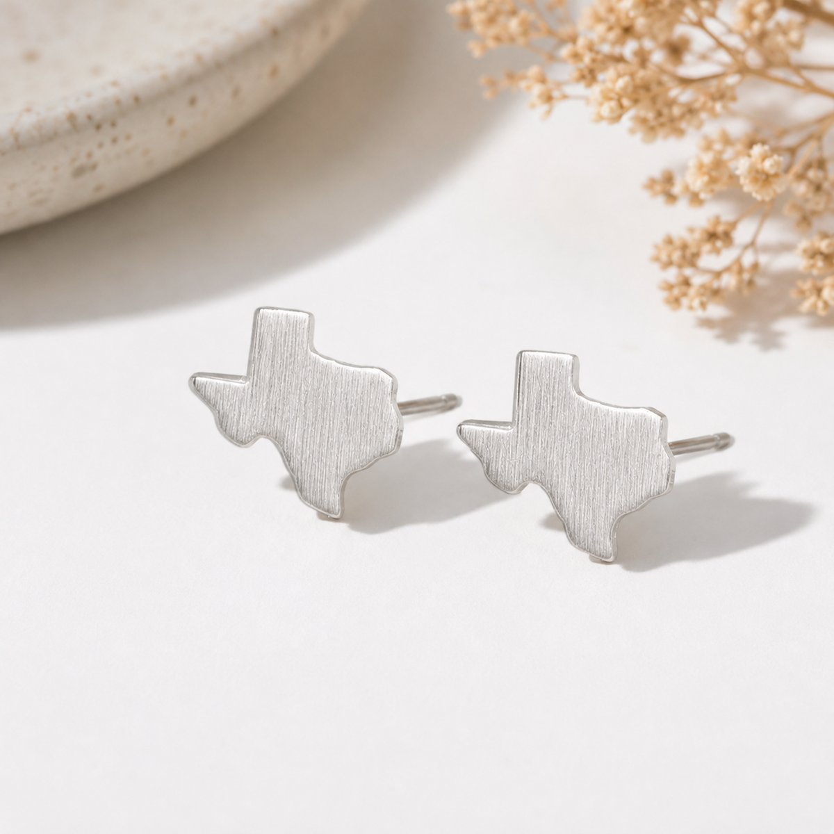 Brushed Silver Texas Stud Earrings - ST8MENTS by Stephanie