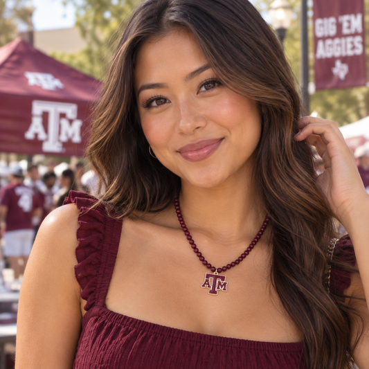 Texas A&M Aggies Beaded Logo Pendant Necklace - ST8MENTS by Stephanie