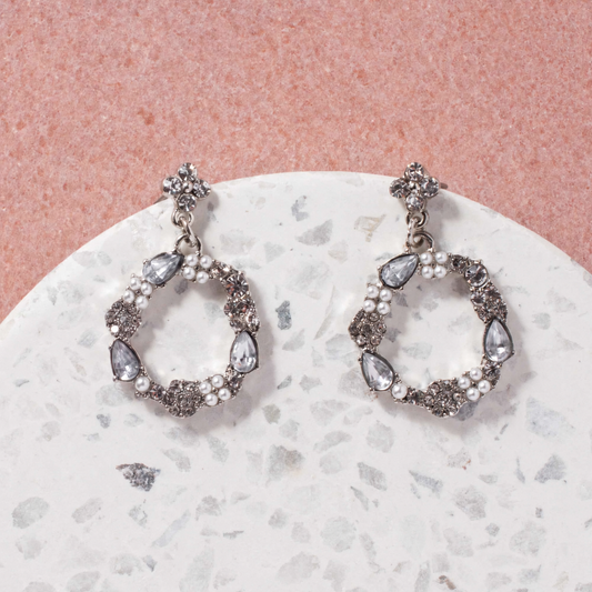 Rhinestone Wreath Drop Earrings