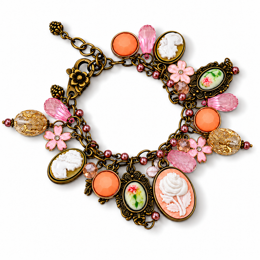 Victorian Garden Cameo Charm Bracelet