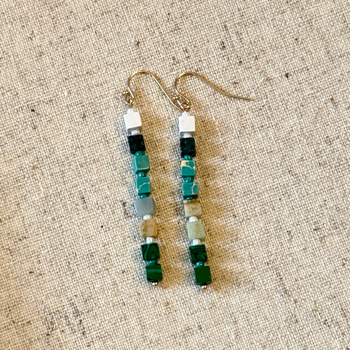 Square Bead Dangle Earrings