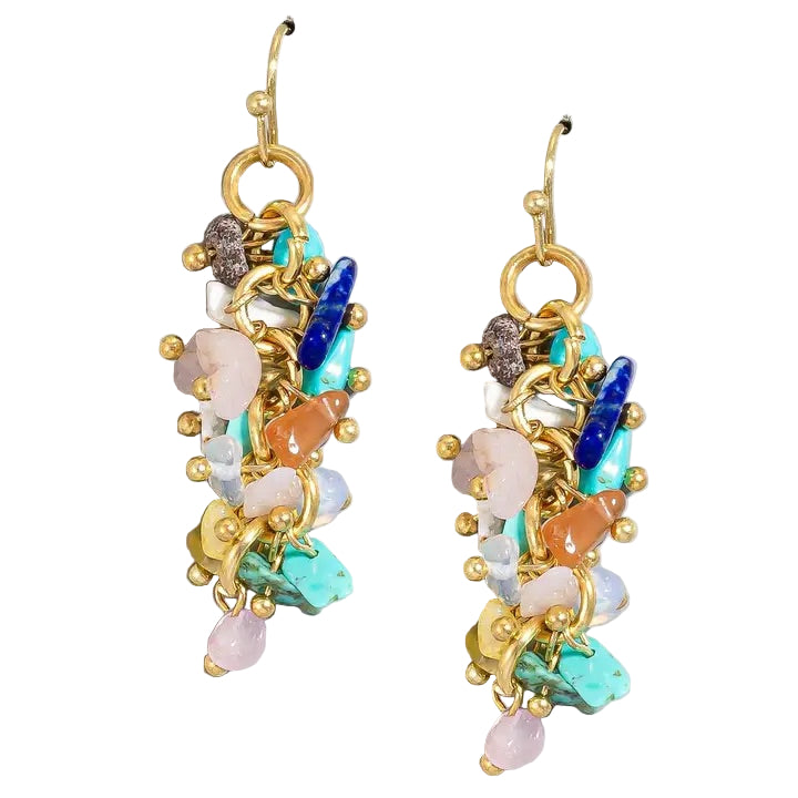 Multi Color Nugget Dangle Earrings