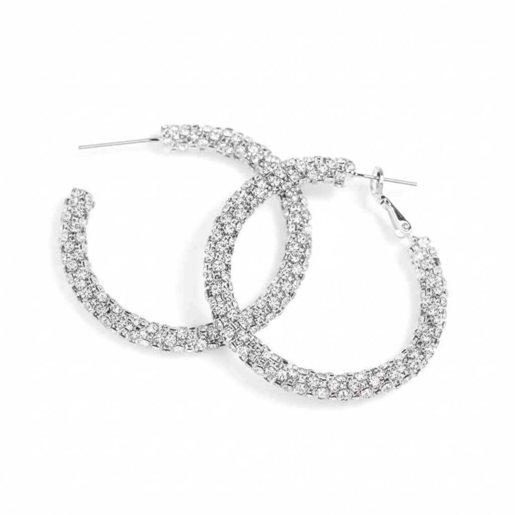 Sparkle Silver Hoops