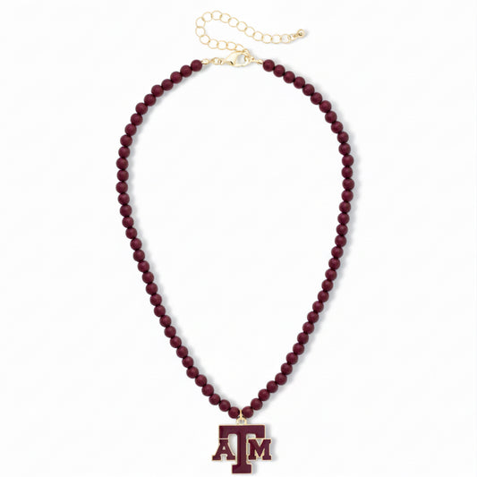 Texas A&M Aggies Beaded Logo Pendant Necklace - ST8MENTS by Stephanie