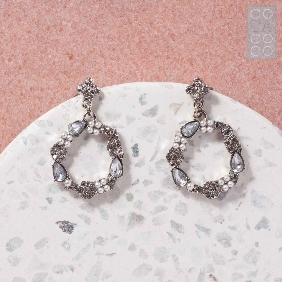 Rhinestone Wreath Drop Earrings
