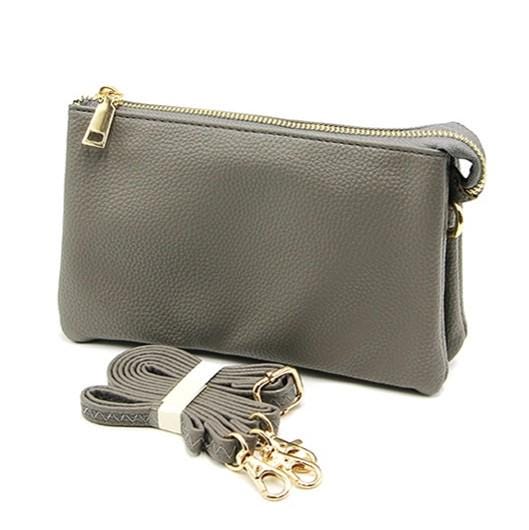 Gray Pebbled Vegan Leather Cross Body Bag