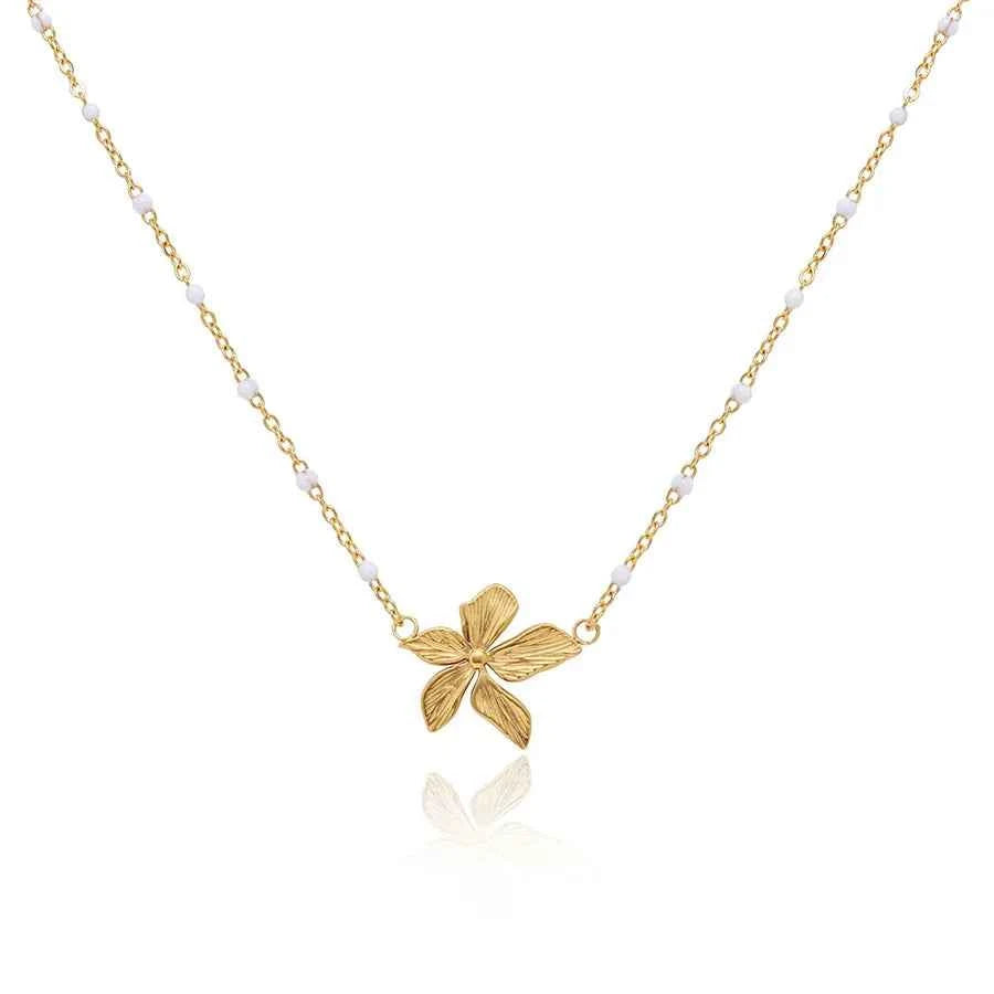 18k Gold Plated Water Resistant Orchid Flower Necklace