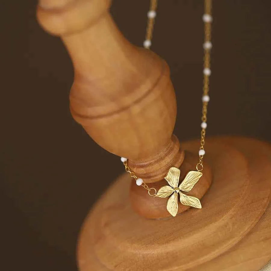 18k Gold Plated Water Resistant Orchid Flower Necklace