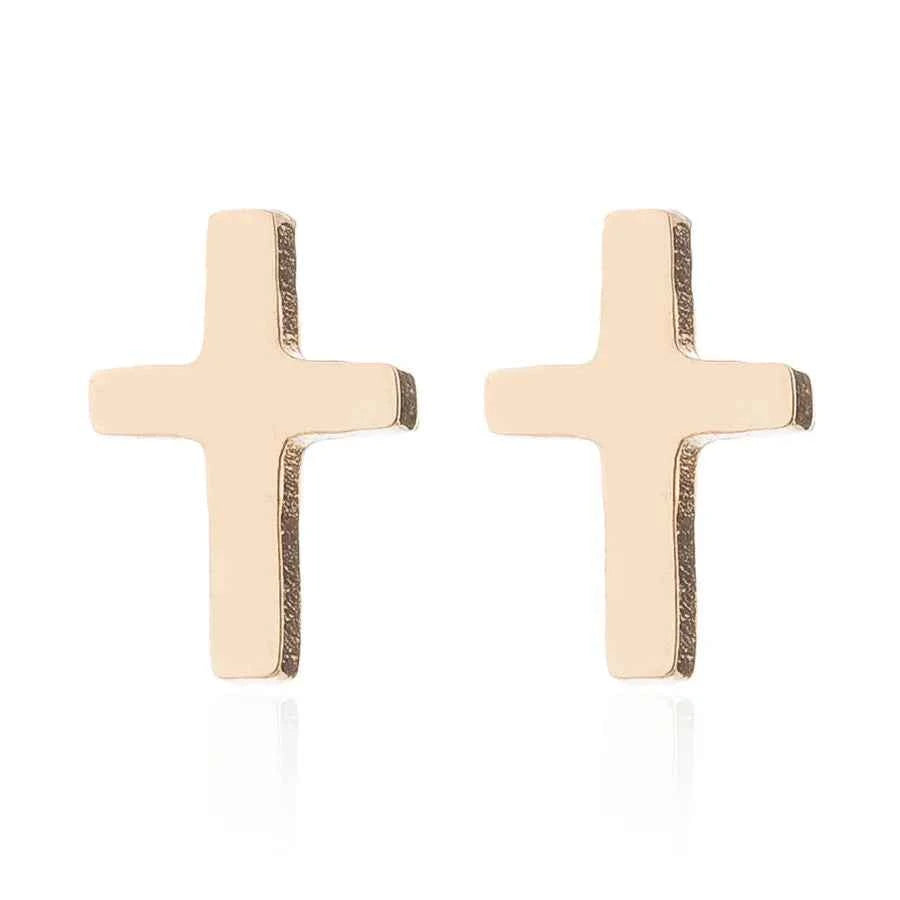 1 Pair Simple Style Cross Plating 304 Stainless Steel 18K Gold Plated Ear Studs